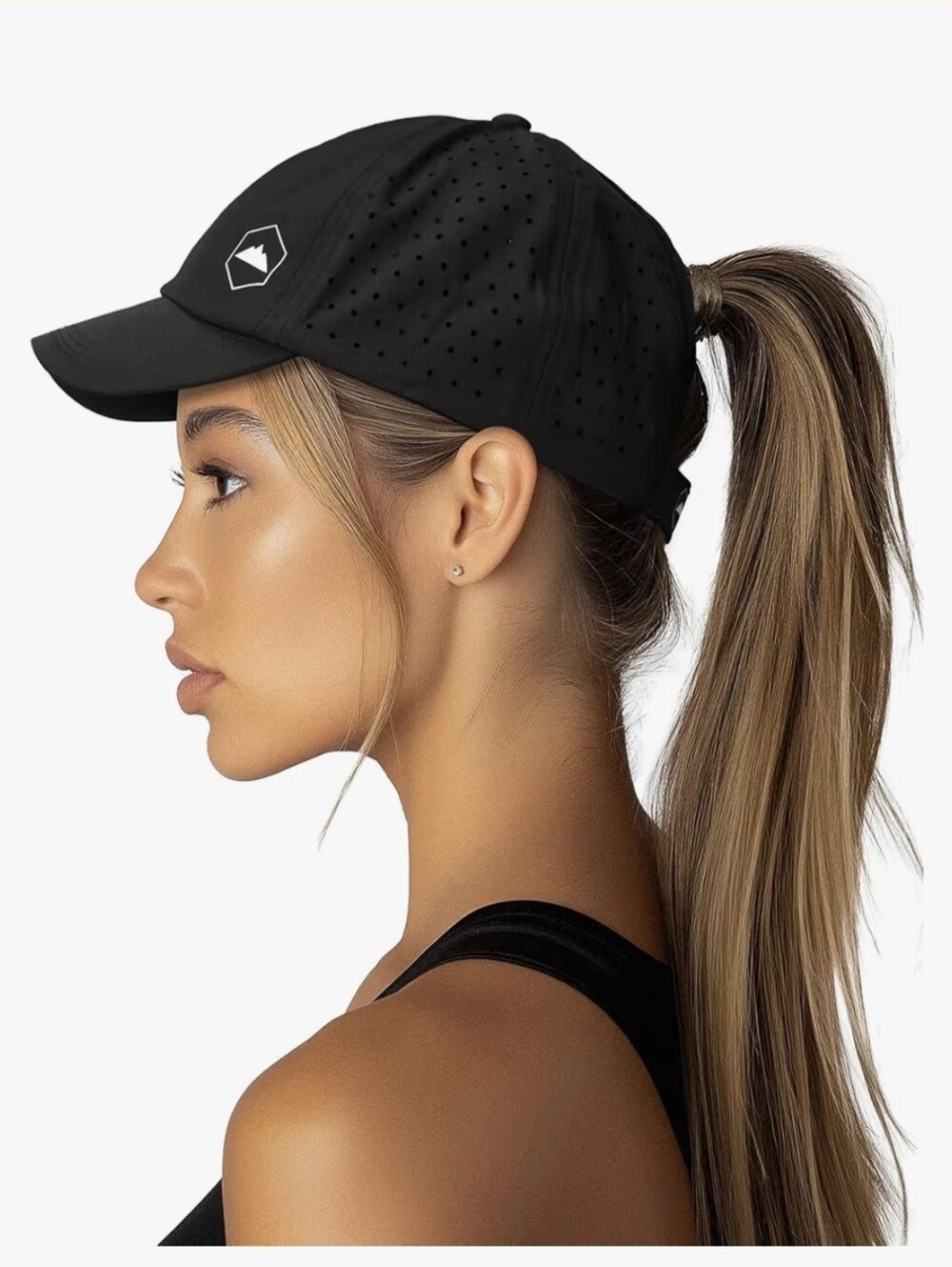 Black Performance Running Hat with Mountain Logo